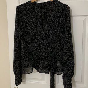 Express Black and White Polka Dot Blouse